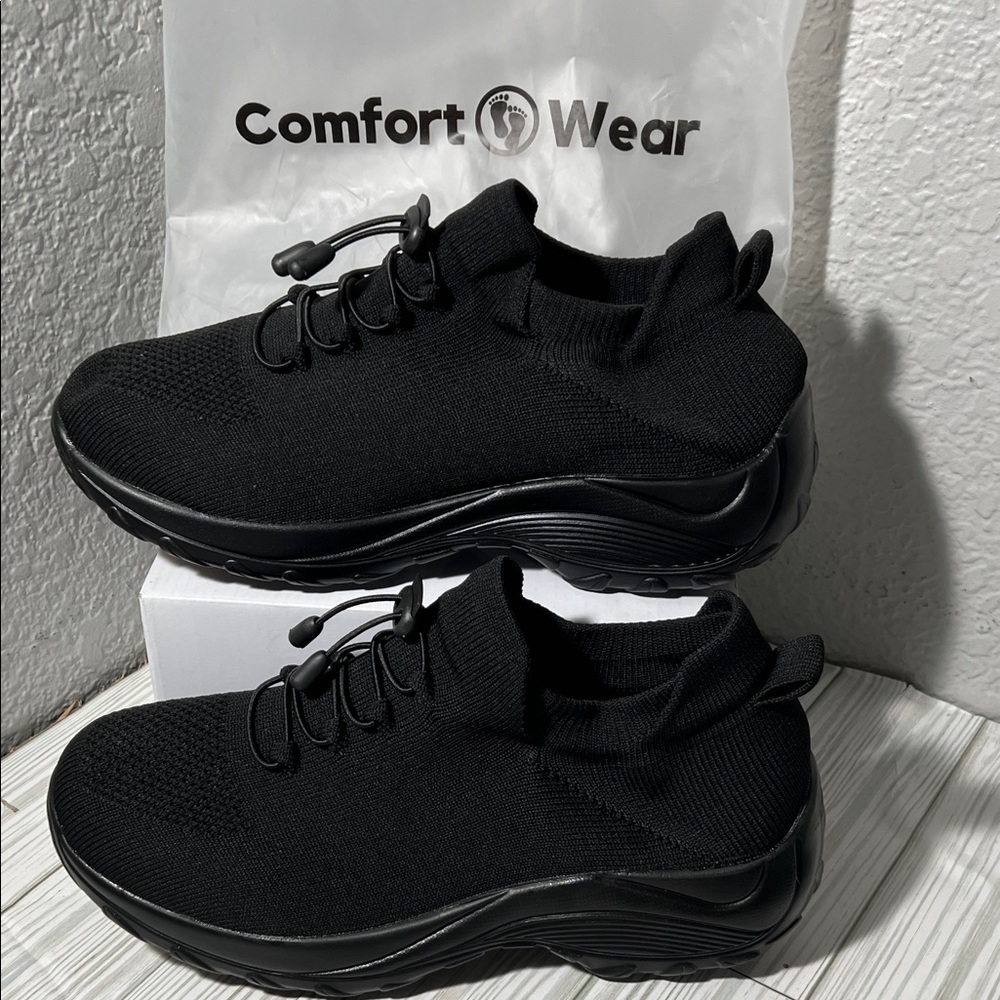 Comfort wear Ortho Stretch‎ Cushion Shoes slip on sneakers Black women’s size 11
